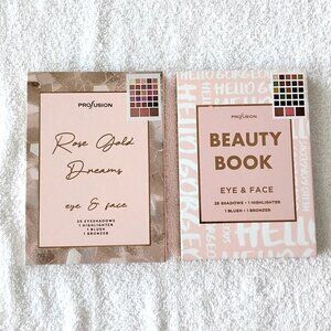 (2) Large Profusion Rose Gold Dreams & Beauty Book Eye & Face Cosmetics Palettes